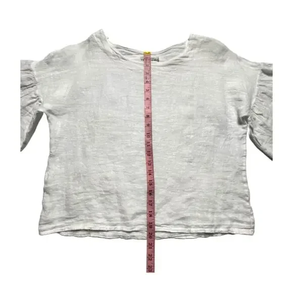 Women Viola Borghi Linen Blouse Medium White Made in Italy - Picture 9 of 12